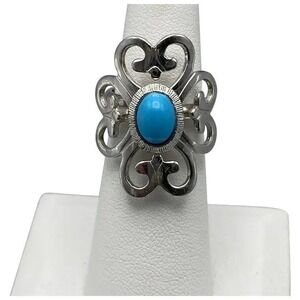 Sarah Coventry MOON CLOUD‎ Faux Turquoise Silver Tone Adjustable Ring